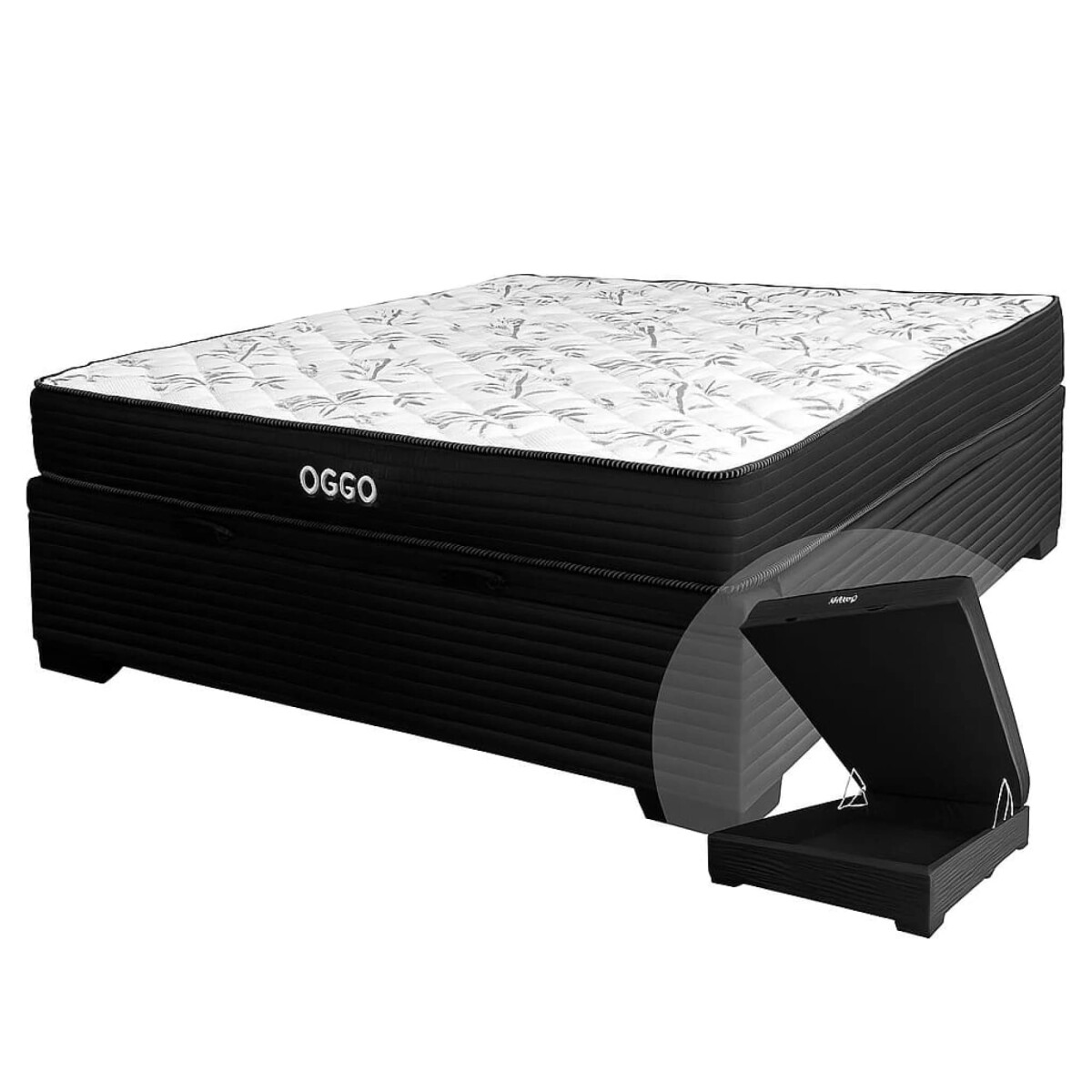 Sommier Baul SUPER MEGA Oggo® - Espuma - GARANTIA 1 AÑO - 2 Plaza - 138 cm 