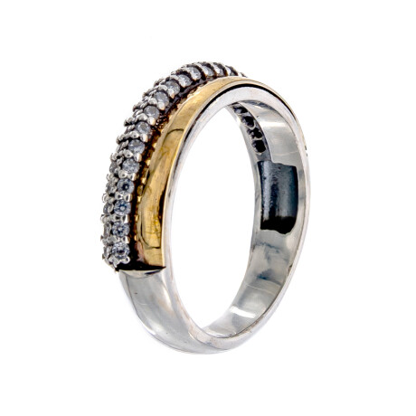 Anillo de plata 925, double en oro 18 ktes y circonias. Anillo de plata 925, double en oro 18 ktes y circonias.