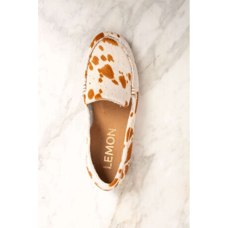Mocasin Pelo Animal Print Vaca Camel