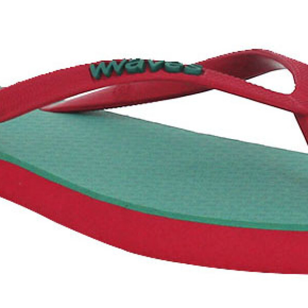 Sandalias De Mujer Flip Flops WAVES Verde Agua y Bordo