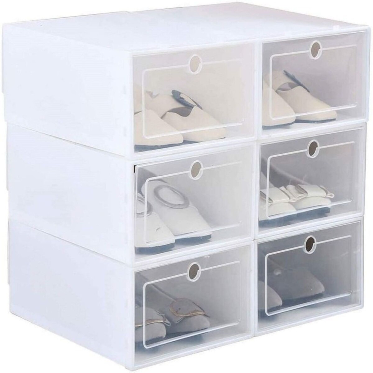 Cajas Estantes Organizador Rack Zapatos Zapatera Apilabl X48 - Color Variante Blanco Negro 