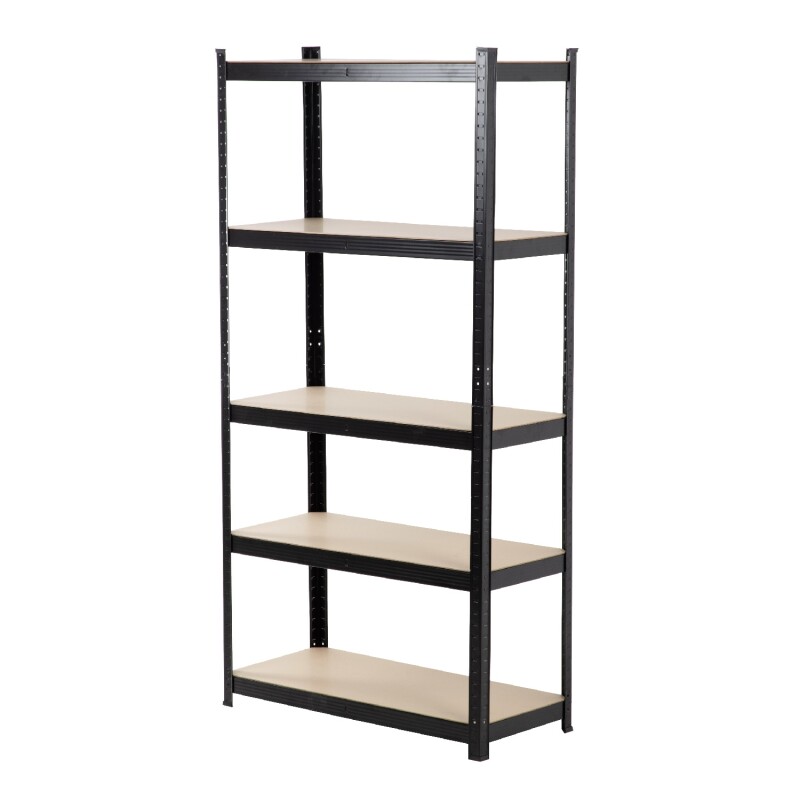Estanteria Metálica con 5 Estantes Madera MDF 180x90x40cm Negro