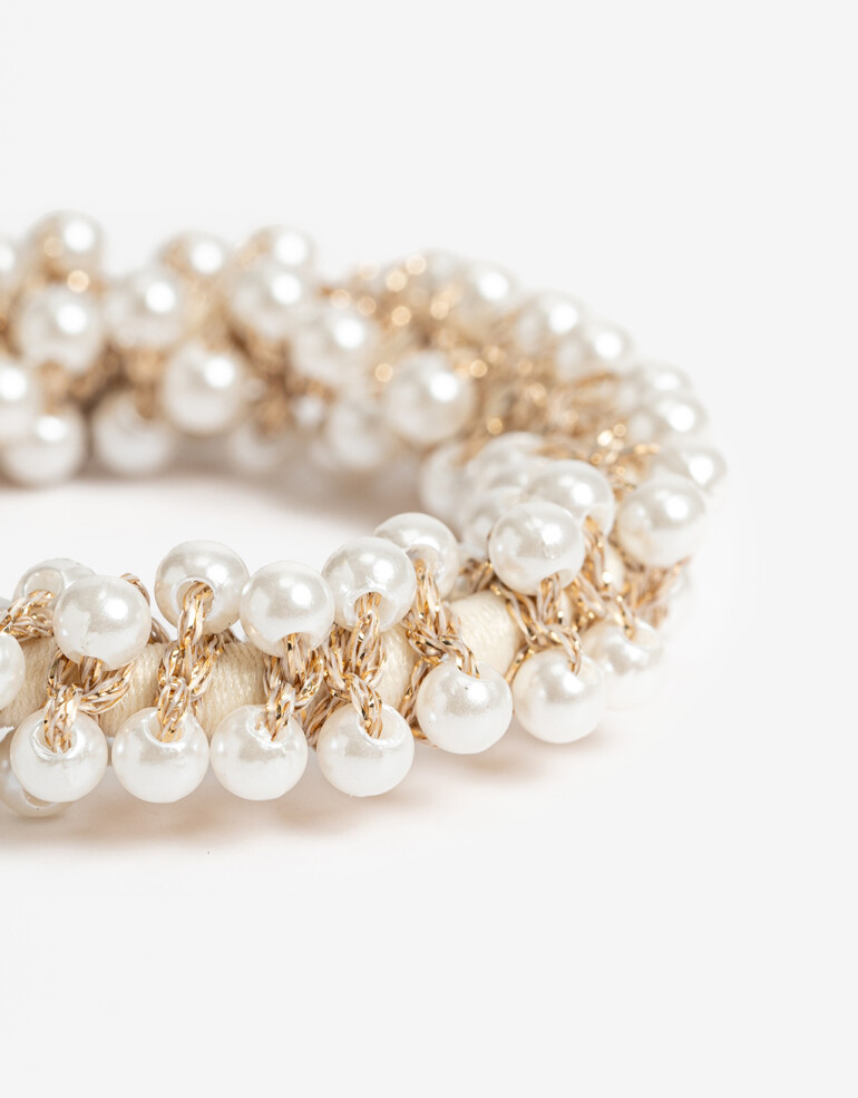 Gomitas Elásticas Básicos Gomitas Elásticas Con Perlas - Blanco Nacarado/perlado