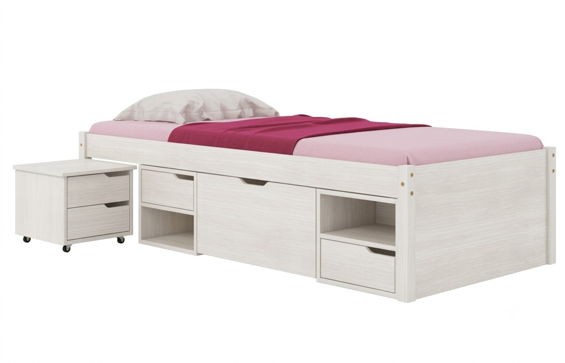 CAMA DE 1 PLAZA MADERA MACIZA CHARME BLANCA 