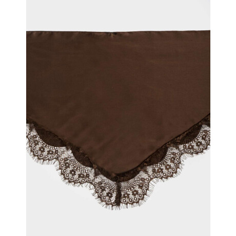 Pañuelo Raso Encaje Marron Chocolate