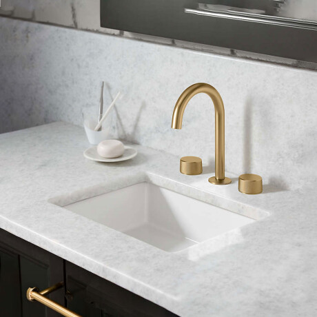 Griferia Lavatorio Bimando Con Volantes Labrados En Oro Cepillado - Serie Nuoro DORADO-BRUSHED GOLD