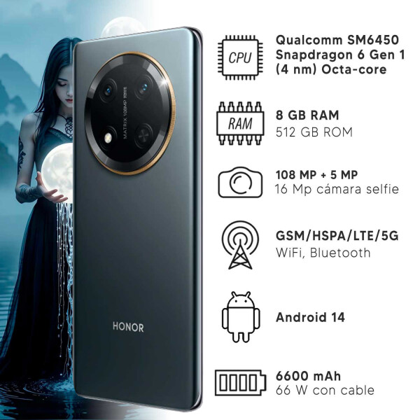 Honor Magic7 Lite 8/512gb 5g + Regalo!! NEGRO
