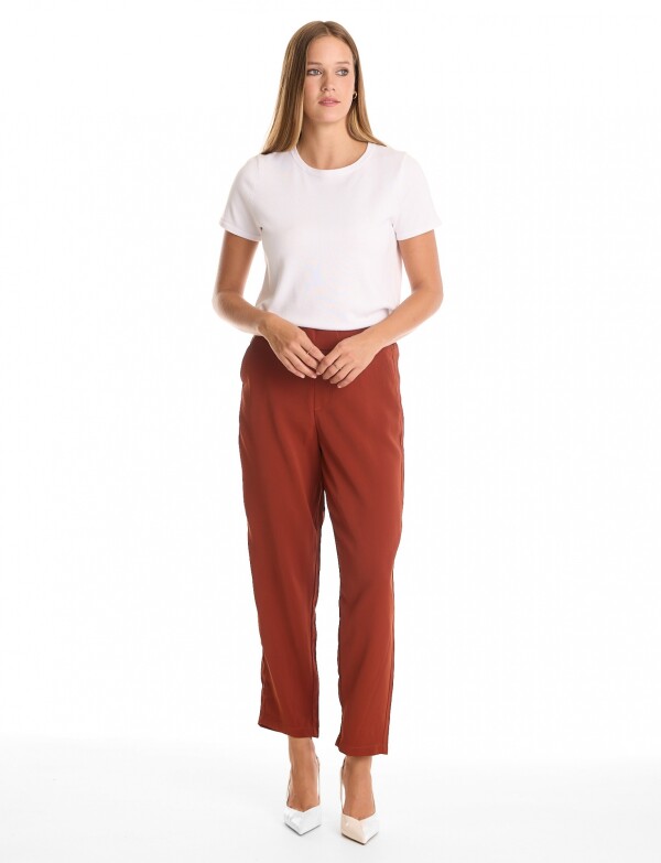 Pantalon Relaxed Fit & Cintura Elástica Posterior TERRACOTA