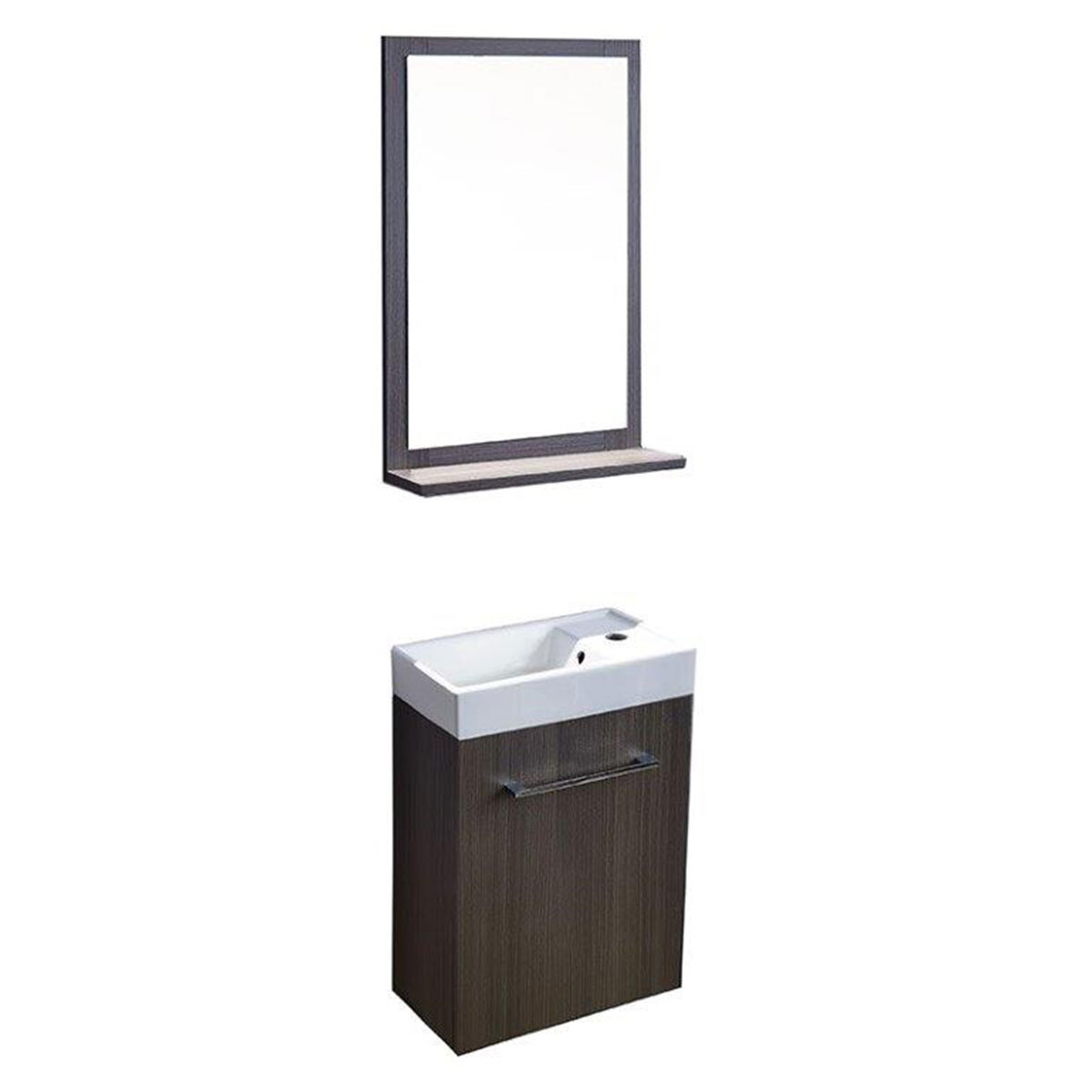 Mueble Baño En Mdf Con Espejo Y Estante Color Roble Oscuro - 39X21.5X50 