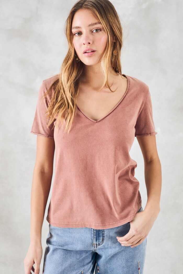 Remera Algodón Lavado Visón Lavado