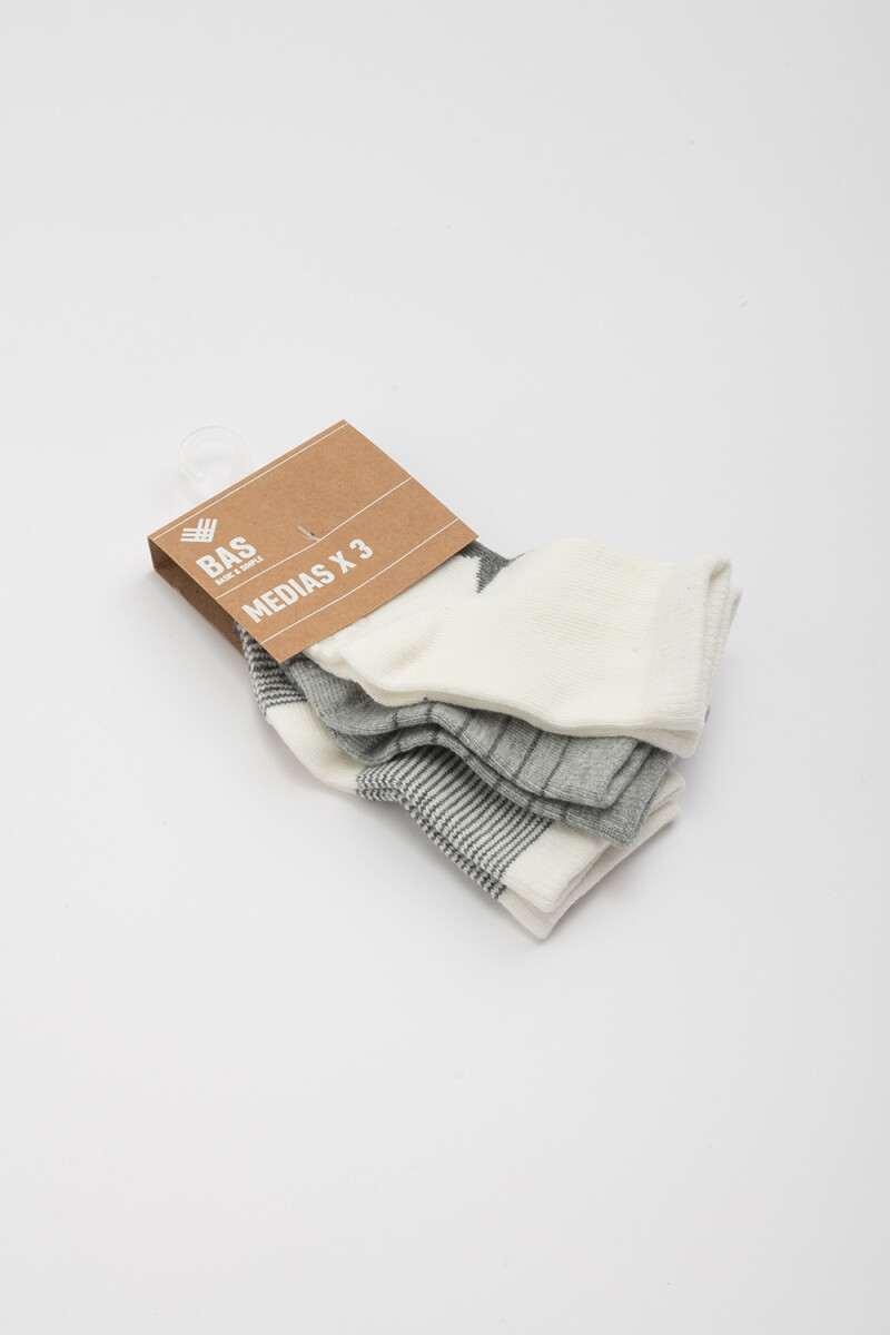 Pack x3 media soquete estampa Estrella Gris