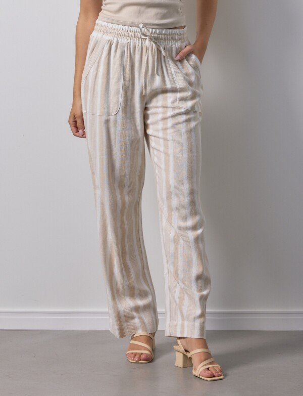 Pantalon Lino MULTI/BEIGE