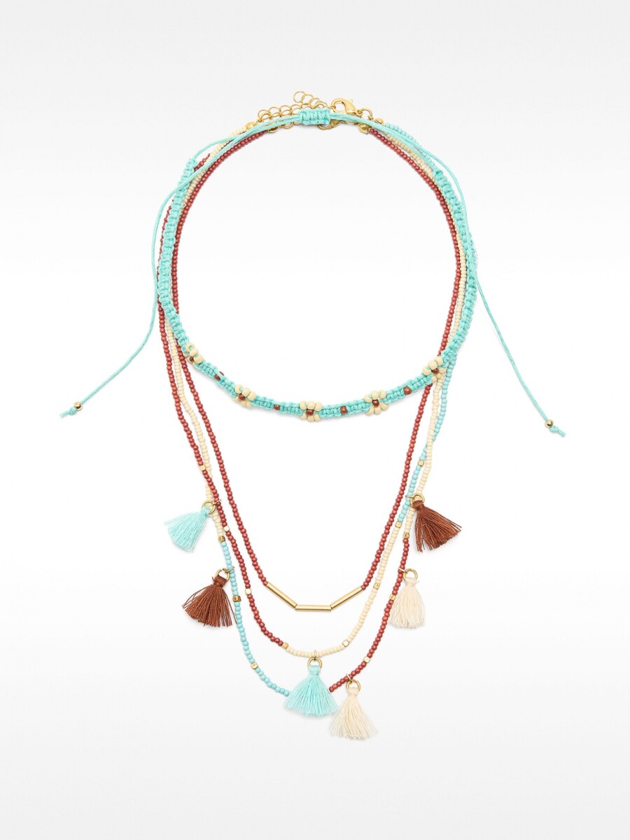 Set De Collares Con Borlas multicolor