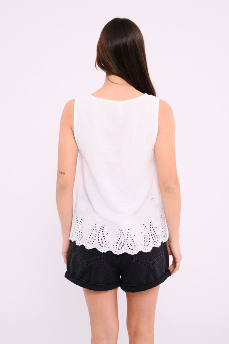 Blusa con broderie Blanco