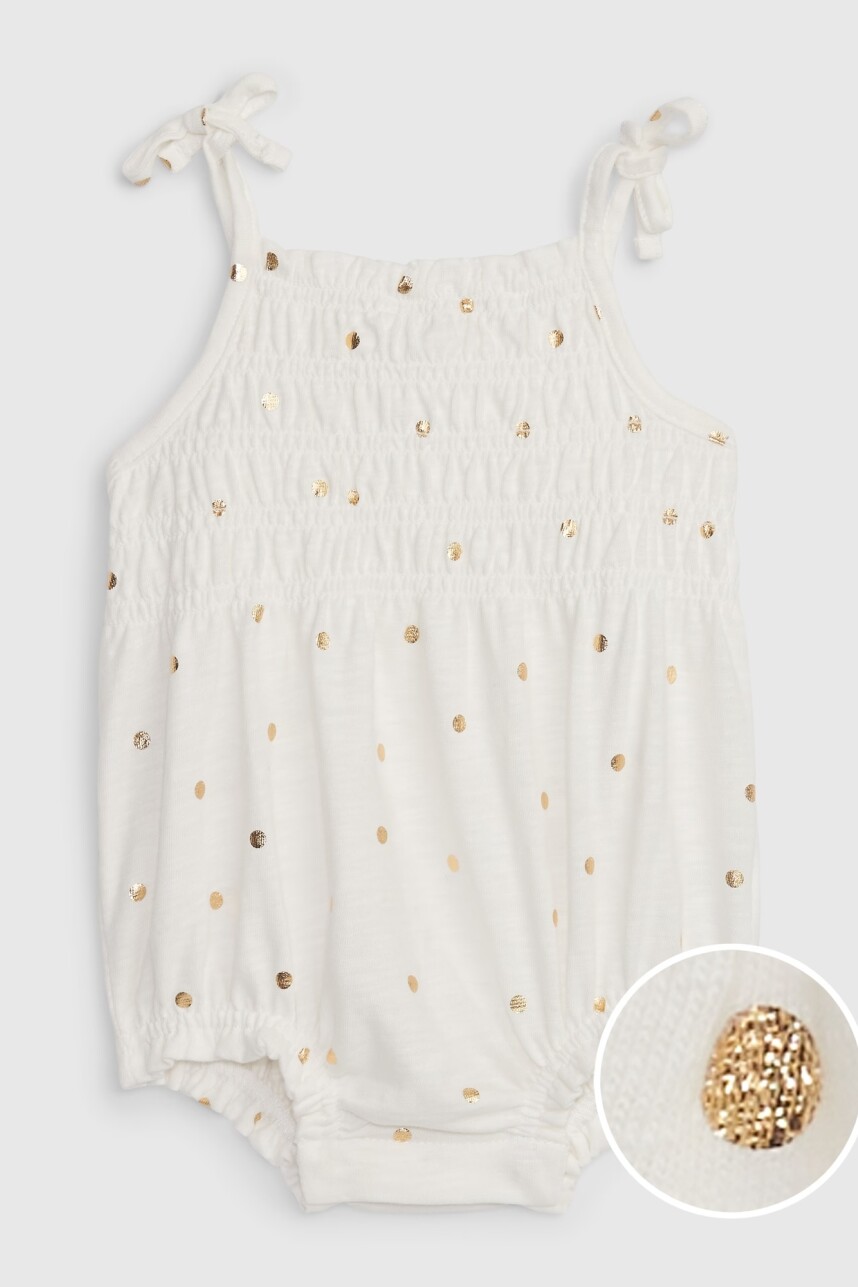 Enterito Corto Punto Smock Bebé New Off White