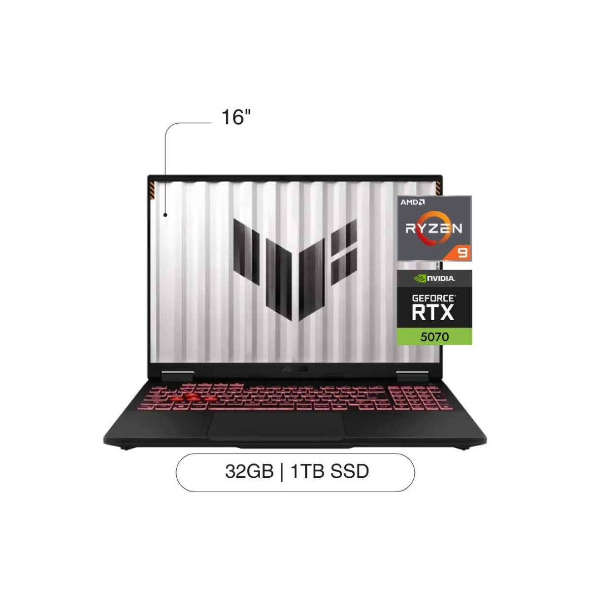 Notebook ASUS Tuf Gaming A16 16' FHD+ 1TB / 32GB RAM R9-270 RTX5070 W11 