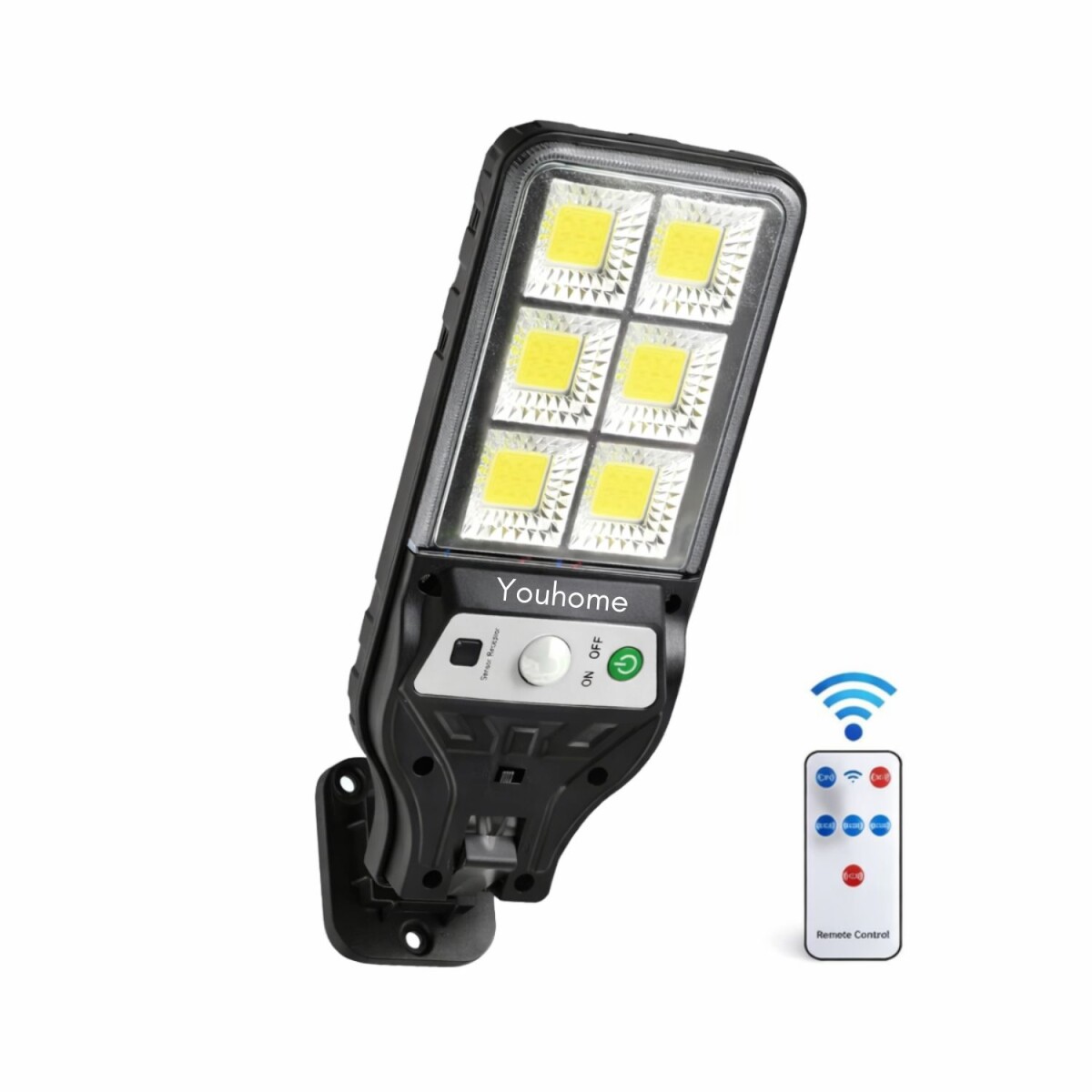 Lámpara Foco Solar Led Exterior Con Sensor Y Control Remoto 