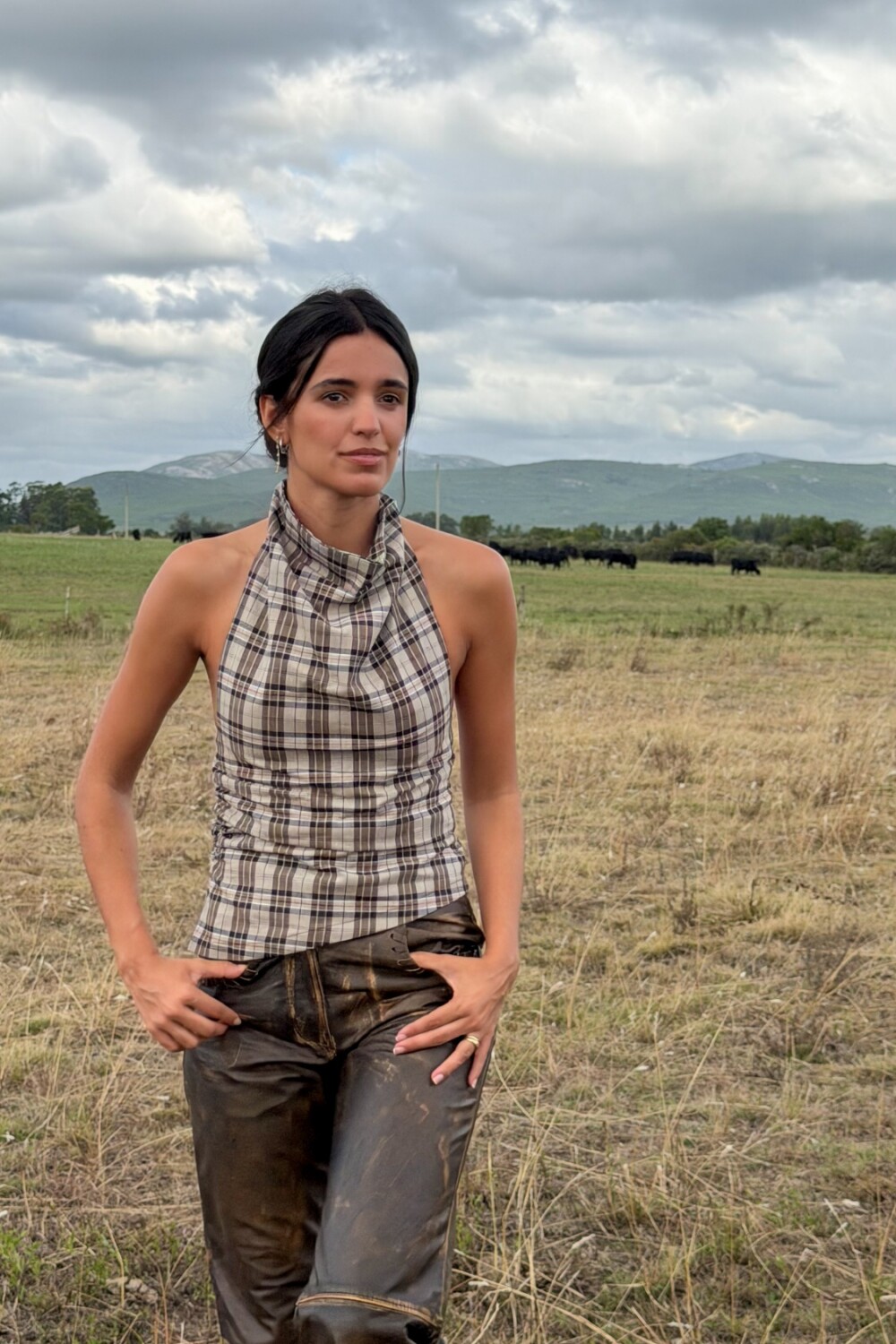 Top Arma Mortal Cuadrillé Azul / Beige