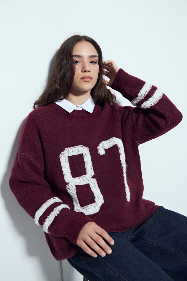 SWEATER VARSY Bordó Merlot