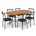 JUEGO DE COMEDOR MESA OVALADA + 6 SILLAS - FREIJO/NEGRO JUEGO DE COMEDOR MESA OVALADA + 6 SILLAS - FREIJO/NEGRO