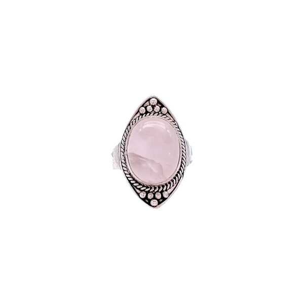 Anillo Almendra-Plata 925-Piedra cuarzo rosa-AN4546 conpiedra