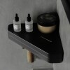 Estante organizador esquinero de baño con adhesivo Negro