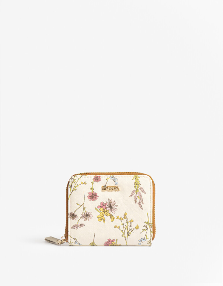 Billetera Zip Round Billetera Cuadrada Flores - Estampado Flores