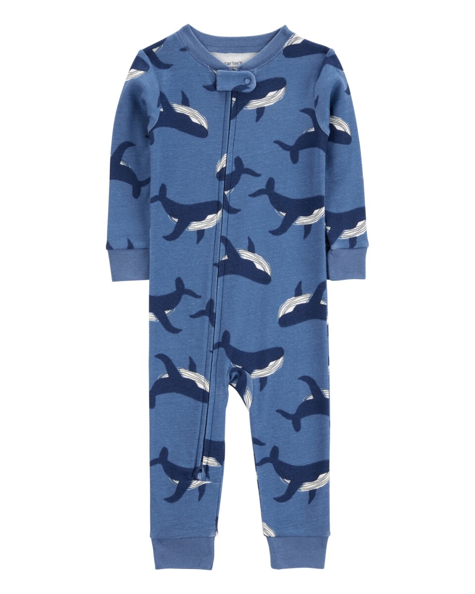 Pijama una pieza de algodón, diseño ballenas 