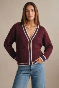 Cardigan Lana Multi Rojo
