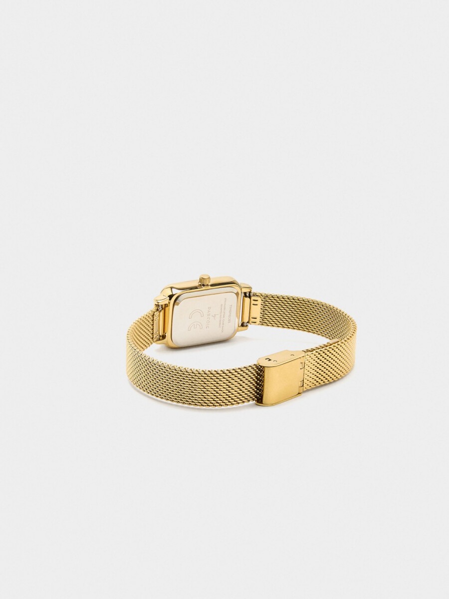 Reloj Rectangular Pulsera De Punto Acero Inoxidable dorado