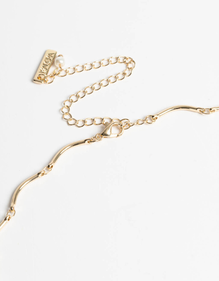 Collares Cortos Strass Collar Corto Tulipanes Con Cubic - Dorado