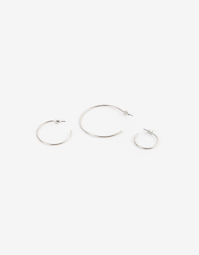 Aros Argollas Set De metal Set De Argollas De Metal - Plateado