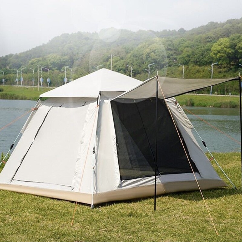 Carpa con Avance Liviana Impermeable Ventilada Capacidad 6 a 7 personas Beige