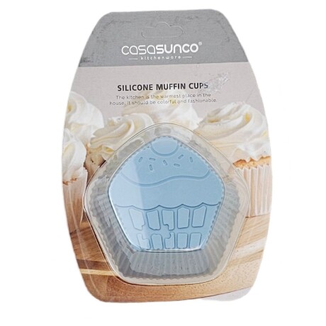 Set de Moldes en Silicona 4 Piezas para Muffin y Cupcakes Celeste