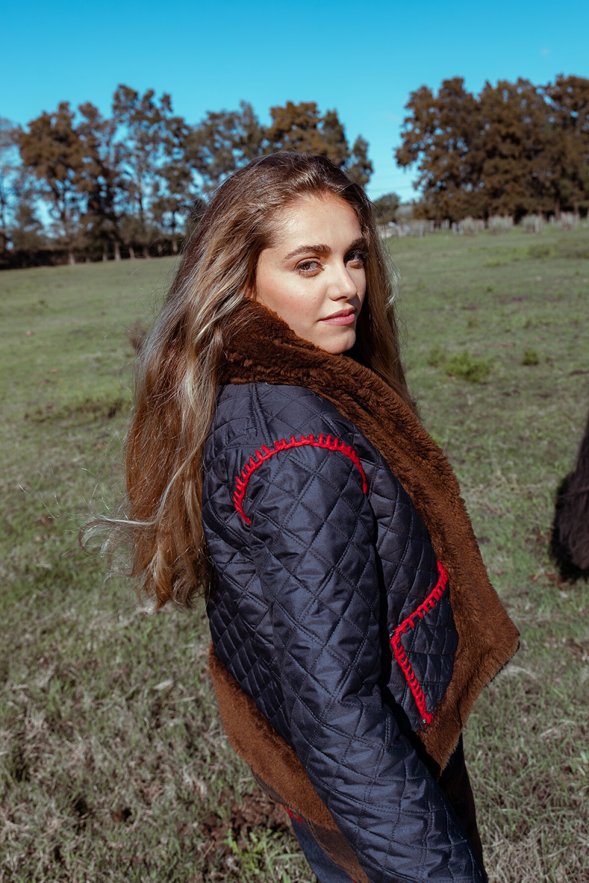 Macchiato Coat Short Azul / Chocolate