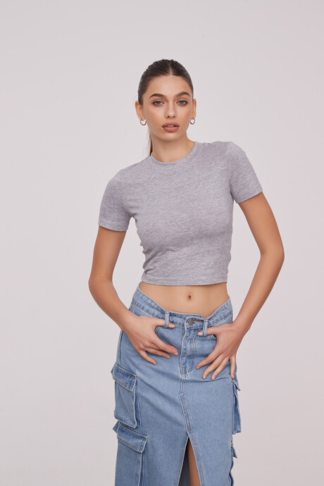 Remera Flored Gris Melange Medio