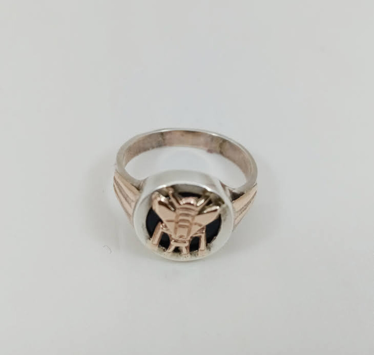 Anillo Profesión Maestra/o plata y oro, con onix 