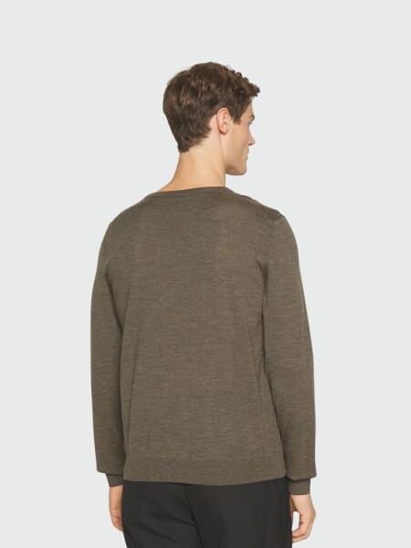 BOSS -Buzo cuello V de lana virgen, slim fit, MELBA-P Verde Musgo