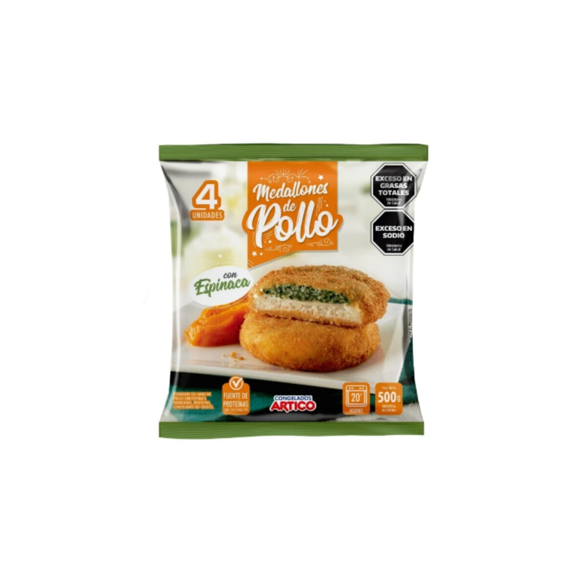 Medallones de pollo con espinaca - 500gs 