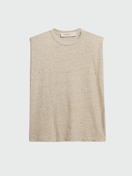 Golden Goose - Remera sin mangas envejecida con hombreras y perlas Gris