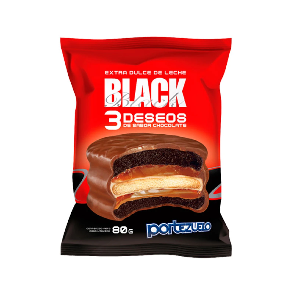 Alfajor PORTEZUELO Black x12 - 3 Deseos Chocolate 