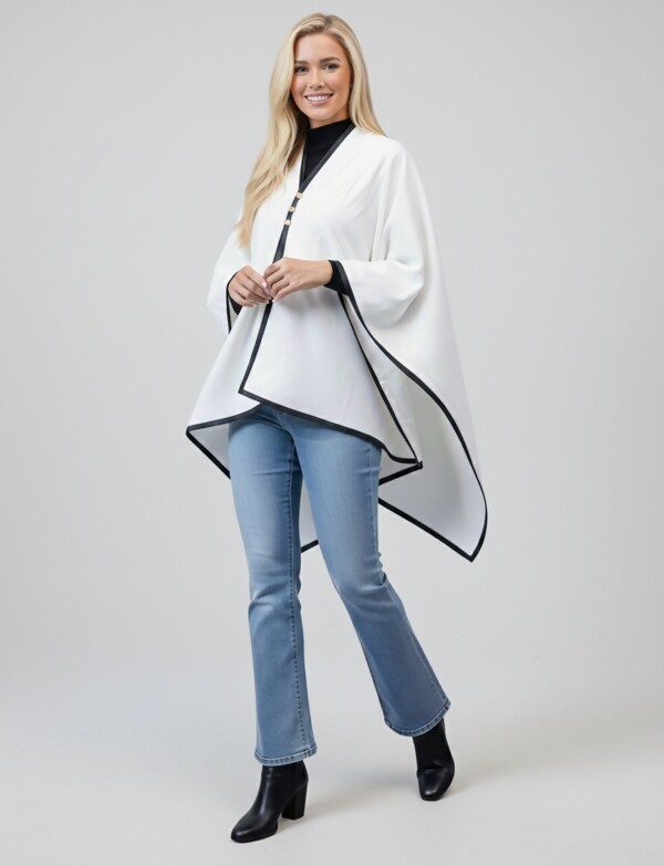 Ruana Botones Ribete CRUDO