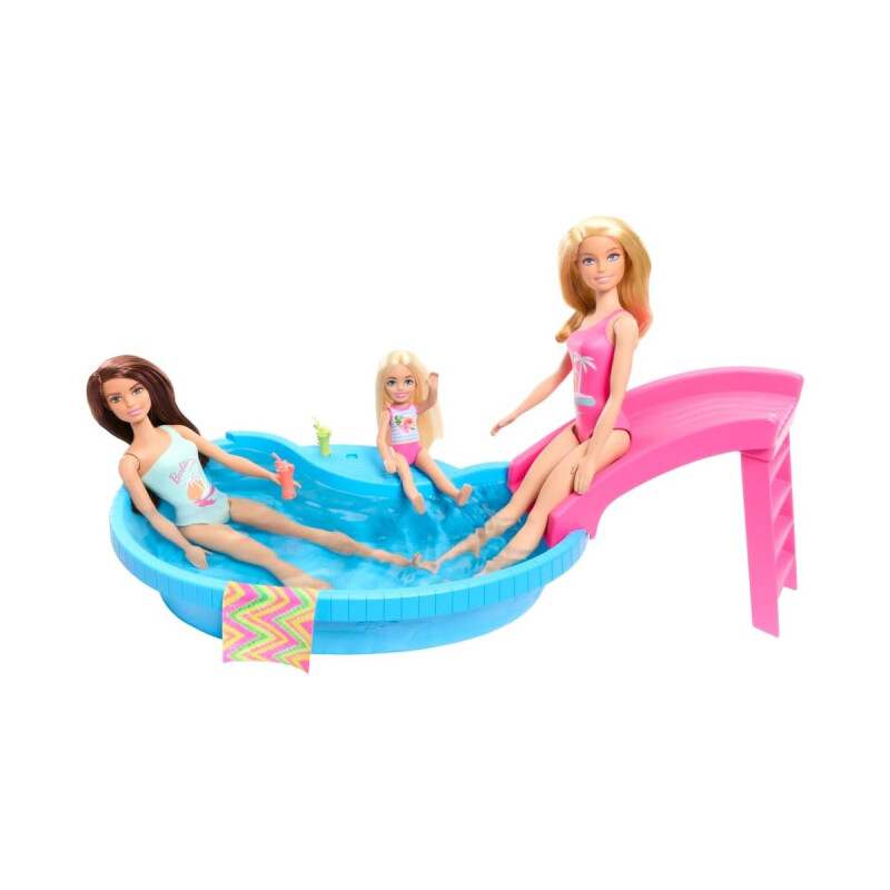 Muñeca Barbie Piscina, tobogán y Accesorios Muñeca Barbie Piscina, tobogán y Accesorios