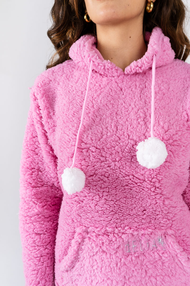 PIJAMA COMBINADO EN SHERPA ROSADO