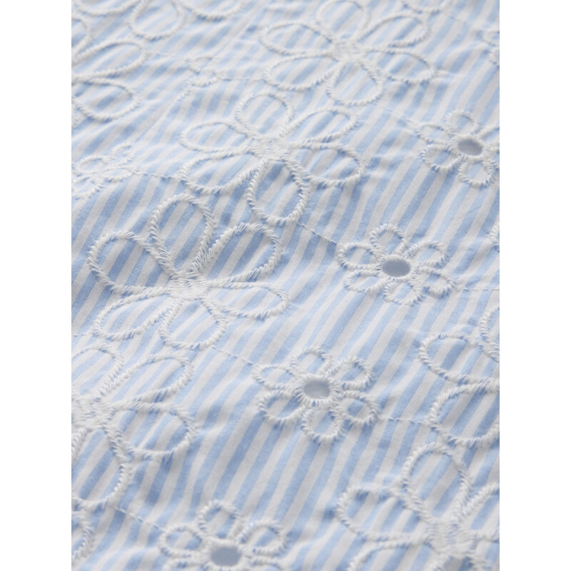 SL V NECK TEXTURED MIDI BLUE STRIPE