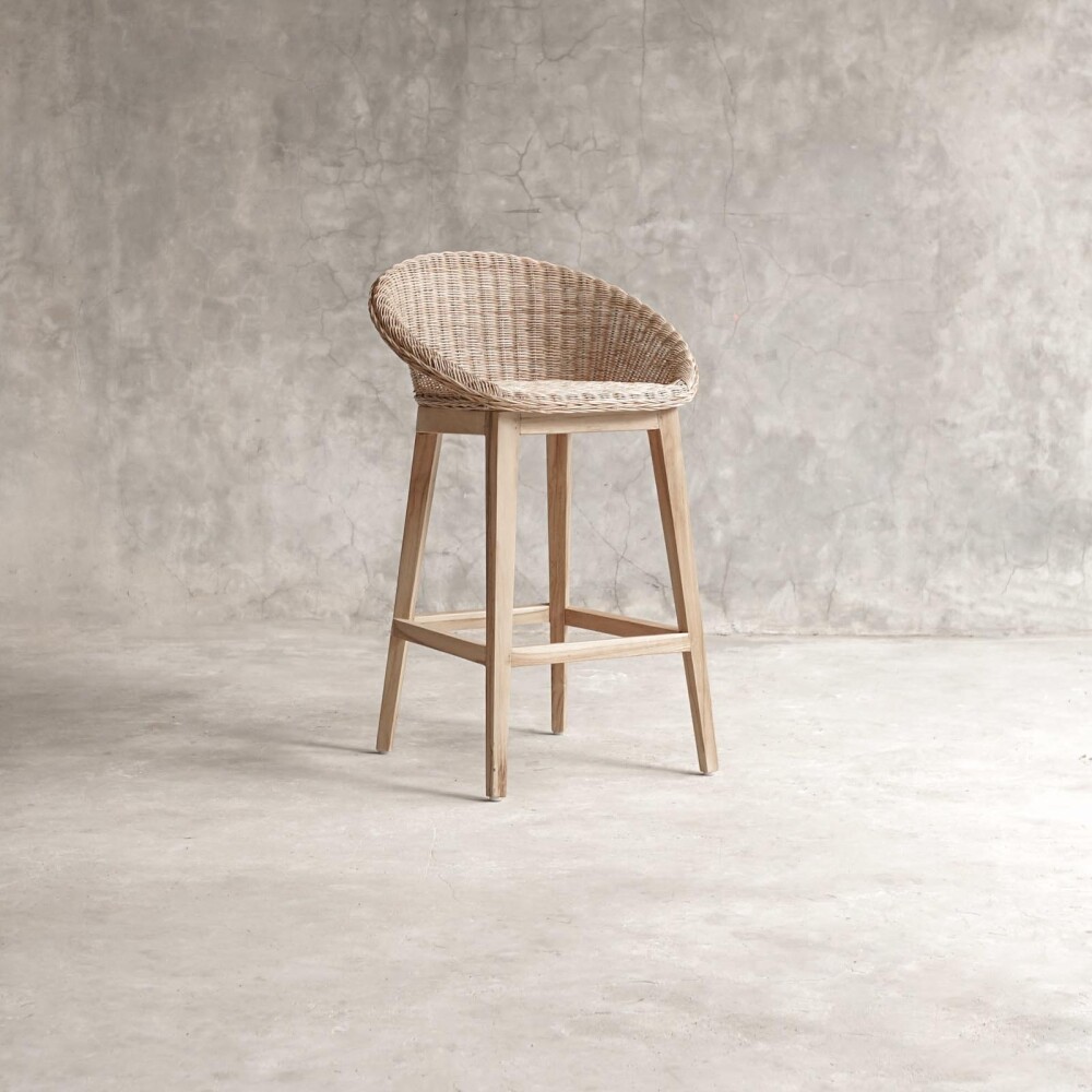 BUTACA BAR RATTAN-Y-MADERA NATURAL-BEIGE NAXOS