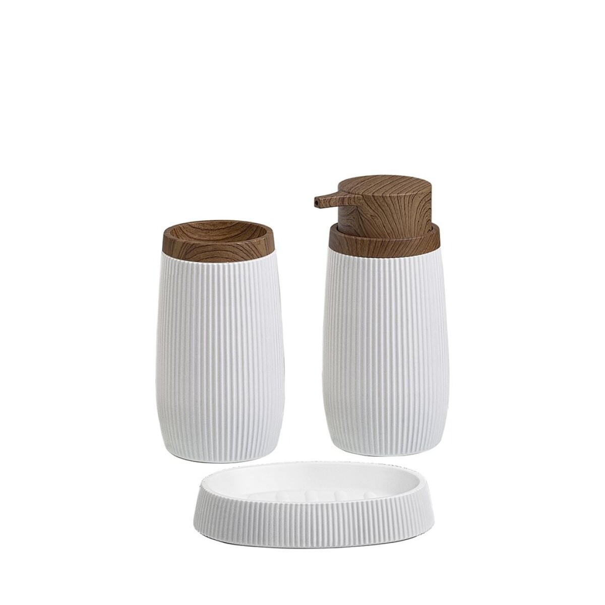 SET 3PCS BAÑO PP Y MADERA BLANCO 