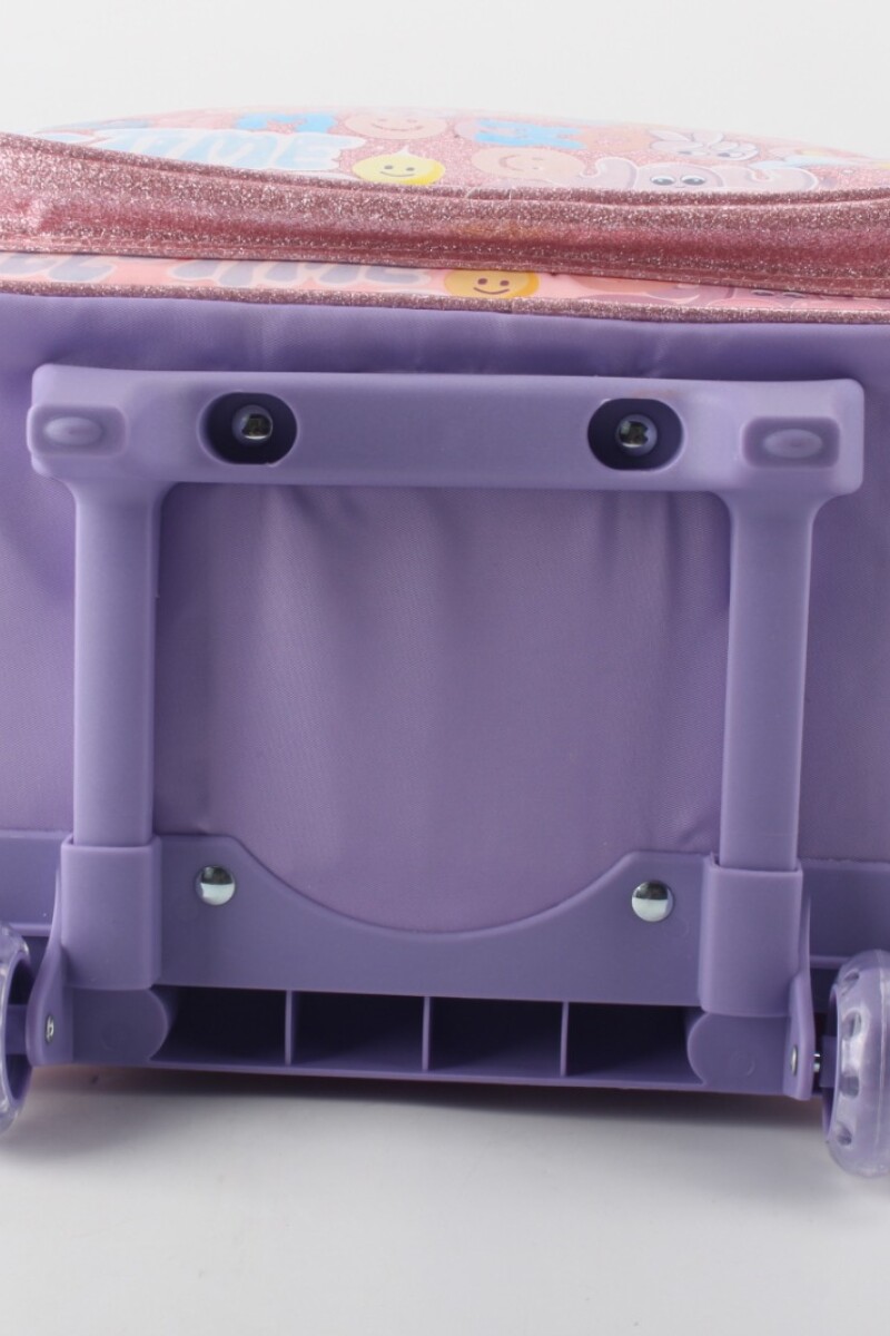 Mochila escolar con ruedas estampada Rosa