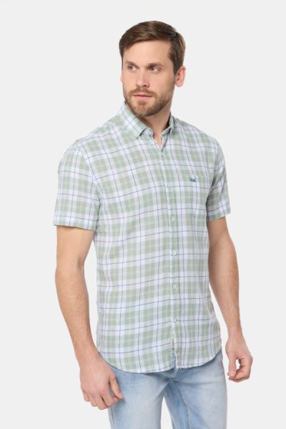 CAMISA CUADROS DE LINO Verde