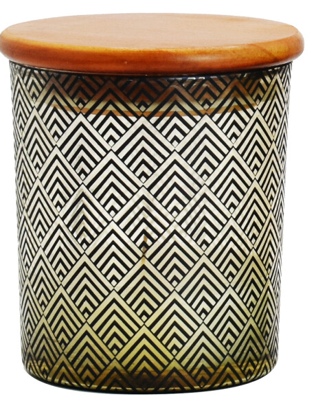 VELA 10X10X11CM RECIP VIDRIO TAPA BAMBOO ROMBOS VELA 10X10X11CM RECIP VIDRIO TAPA BAMBOO ROMBOS